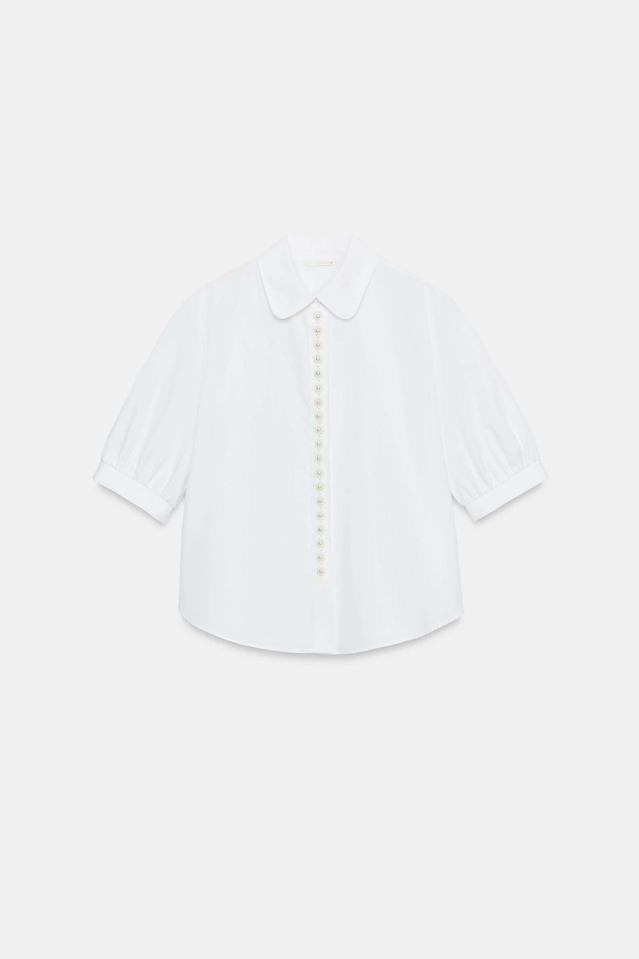 SHORT SLEEVE SHIRT WITH PEARLS